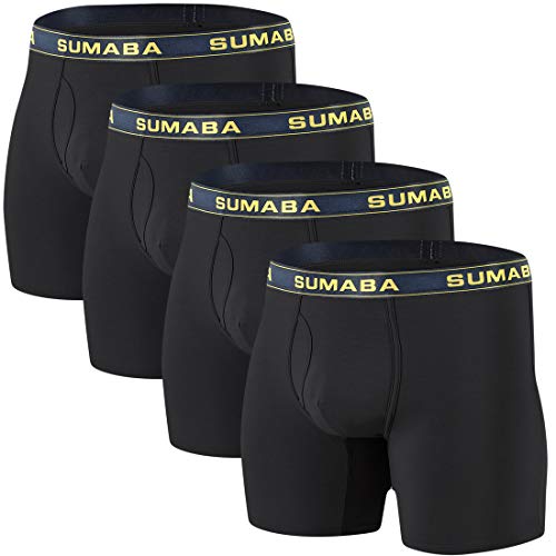 SUMABA Herren-Boxershorts, lange Beine, 4 Stück - - Large von SUMABA