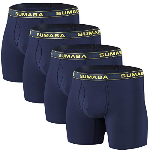 SUMABA Herren-Unterwäsche, feuchtigkeitsableitende Bambus-Viskose, Boxershorts, Größe M, L, XL, 2XL, 3XL, 7403 dunkelblau, 4er-Pack, XXX-Large von SUMABA