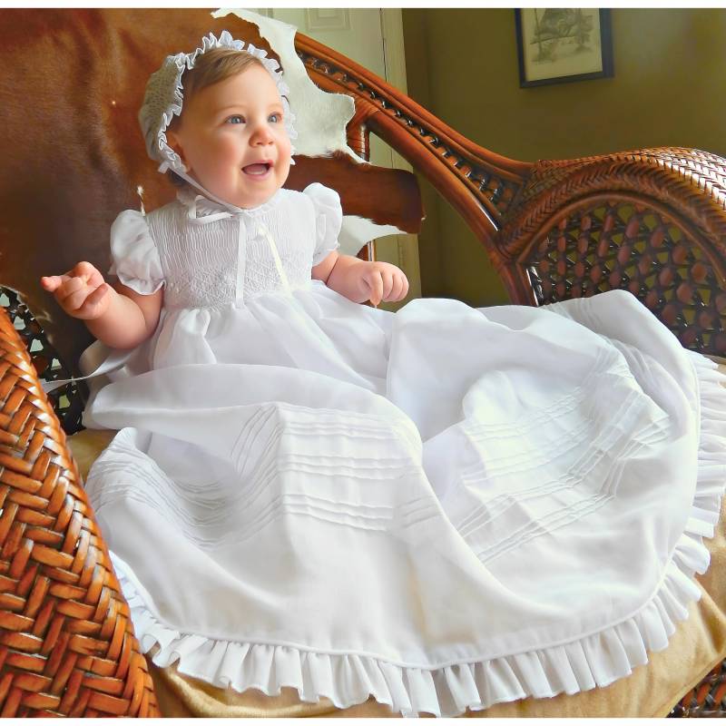 Taufkleid Mädchen Blessing Kleider Mit Hut Größe 3, 6, 12, 24 M von SUMACLOTHING