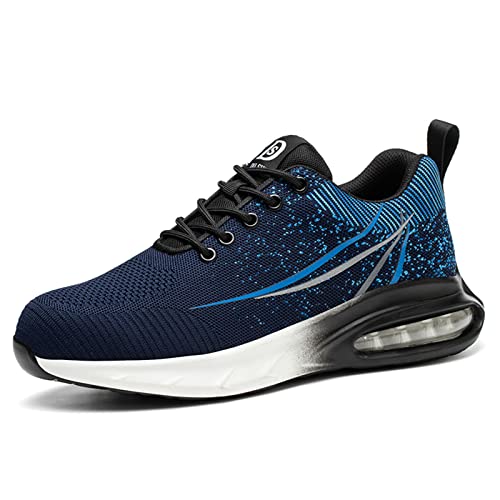 SUMECH Sicherheitsschuhe Mit Stahlkappe Für Herren Arbeitsschuhe Leichte rutschfeste Pannensichere Und Atmungsaktive Industrielle Turnschuhe,Blau,43 EU von SUMECH