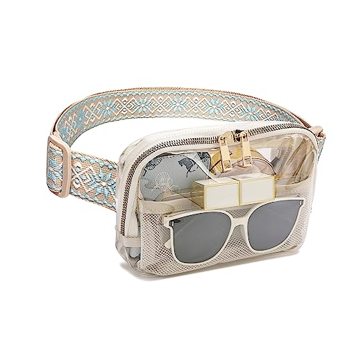 2-Wege-Reißverschluss Bauchtasche für Damen und Herren, Mini-Gürteltasche, kleine Hüfttasche, Tasche, Reisen, Outdoor, Wandern, Laufen, Freizeit, verstellbar, 1-Beige-Blume, modisch von SUMGOGO