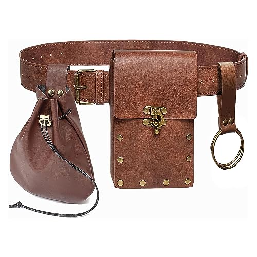 Gürteltasche Hüfttasche Bauchtasche Mittelalter Vintage Leder Tasche Handy Halter Holster Tragegürtel Geldbörse Tasche Casual Wandern Festival Renaissance Faire Kostüm Requisiten Reise Brieftasche, von SUMGOGO