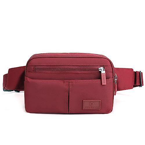 Gürteltasche Mini Everywhere Crossbody Hüfttasche Bauchtasche Hüfttasche für Damen Herren Casual Laufen Daypack Werkzeugtasche 5 Taschen, Rot/Ausflug, einfarbig (Getaway Solids), Lässiger von SUMGOGO