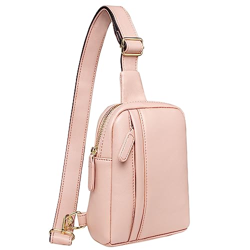 Kleine Schultertasche Leder Crossbody Tasche Bauchtaschen Brusttasche Handy Geldbörse Mode Causal Daypack für Frauen Herren, 2-pink, modisch von SUMGOGO