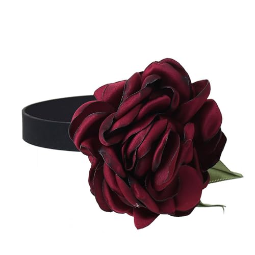 Blumen halskette für Frauen Satin Choker Halskette Mode Rose Blume Choker Verstellbare Stoff Blumen Halskette Elegante Rose Blume für Damen Mädchen von SUMKTO