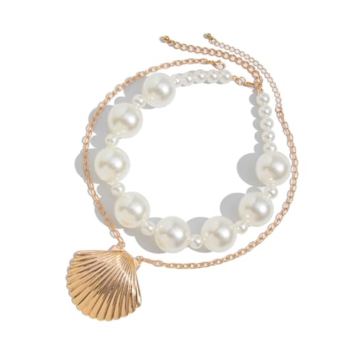 2pcs Elegant Vintage Perlen Halskette Set Für Frauen Die Einzigartige Stile Mit Goldener Legierung Und Natürliche Perlenschalen Halskette Suchen von SUMMITDRAGON