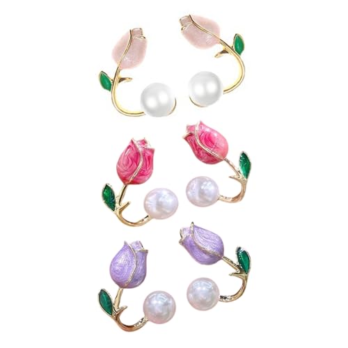 3 Paare Einzigartige Ohrringe Mit Blumenstifte Legierung Legierung Textur Blumenohr Juwelier Für Modeliebhaber Party Accessoire Ohrringe von SUMMITDRAGON