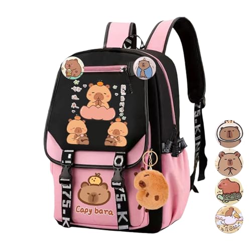 Capybaras Rucksack Für Jungen Mädchen Reisen Lässige Laptop Rucksack Leichtes Gewicht Wasserdichtes Wandertack Reisetasche Geschenke von SUMMITDRAGON