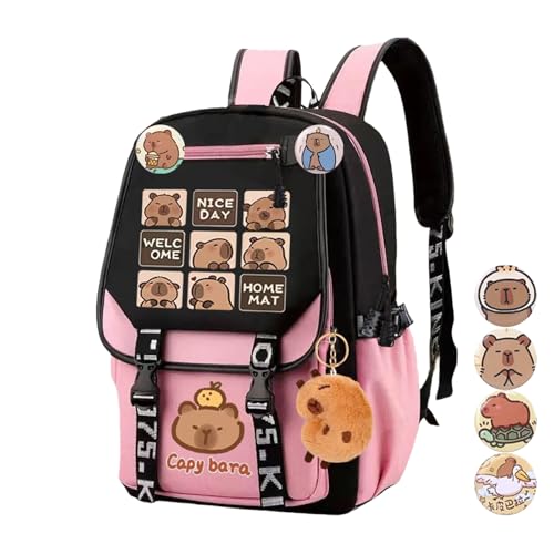 Capybaras Rucksack Für Jungen Mädchen Reisen Lässige Laptop Rucksack Leichtes Gewicht Wasserdichtes Wandertack Reisetasche Geschenke von SUMMITDRAGON