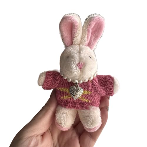 Cartoon Plüsch Halskette Kaninchen Keychain Süße Anhänger Keyring Ornament Schlüsselhalter Rucksack Handtasche Charme Für Mädchen Frauen Bag Anhänger Charme Schlüsselbund Dekoration Schmuck Geschenk von SUMMITDRAGON