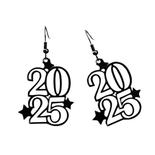 Elegante 2025 Nummer Und Sternlegierung Dangle Ohrringe Neujahrsfeiern Schmuckmodzubehör Für Frauen Girls Mode Accessoires von SUMMITDRAGON