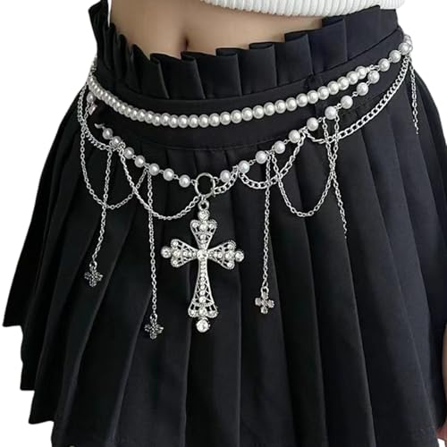 SUMMITDRAGON Elegante Nachahmung Weiße Perlen Quasten Tastag Kettengürtel Für Frauen Taille Accessoire Für Partys Und Alltagsmodischen Perlengürtel von SUMMITDRAGON