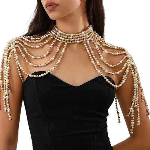 Exquisite Hand Perlenperlen Körperkette Halskette Elegante Quastenkragen Schmuck Für Hochzeitsfotoshooting Bühne Zeigt Faux Pearls Schulterkette Exquisite Hand Perlenperlen Körperkette Halskette Elegante Quastenkragen Schmuck Für Hochzeitsfotoshooting Bühne Zeigt Faux Pearls Schulterkette von SUMMITDRAGON