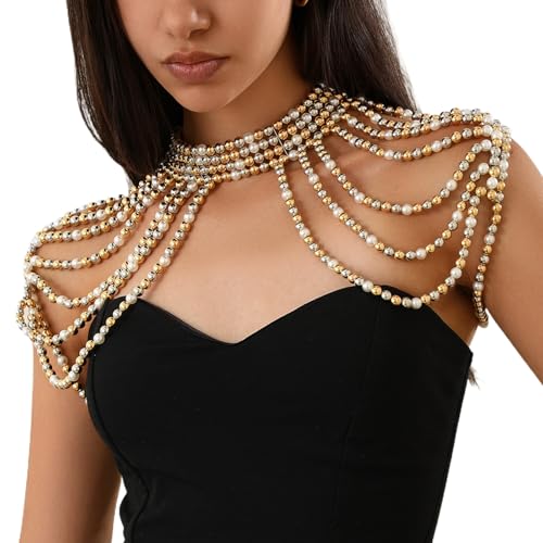 Exquisite Hand Perlenperlen Körperkette Halskette Elegante Quastenkragen Schmuck Für Hochzeitsfotoshooting Bühne Zeigt Faux Pearls Schulterkette Exquisite Hand Perlenperlen Körperkette Halskette Elegante Quastenkragen Schmuck Für Hochzeitsfotoshooting Bühne Zeigt Faux Pearls Schulterkette von SUMMITDRAGON