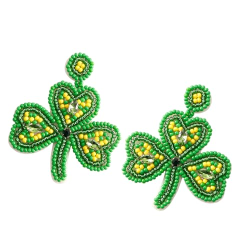 Handgefertigte Perlen Shamrock Ohrringe Patricks Day Ohrringe Elegante Ohrzubehör Für Frauen Und Schmucksammler Handgefertigte Perlenohrringe von SUMMITDRAGON