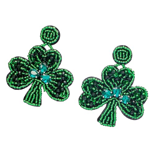 Handgefertigte Perlen Shamrock Ohrringe Patricks Day Ohrringe Elegante Ohrzubehör Für Frauen Und Schmucksammler Handgefertigte Perlenohrringe von SUMMITDRAGON