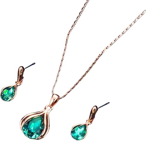 Handgefertigter Schmuck Set Imitation Kristall Anhänger Ohrringe Und Halskette Wassertropfen Form Frauen Modezubehör Eleganter Schmuck Für Frauen von SUMMITDRAGON