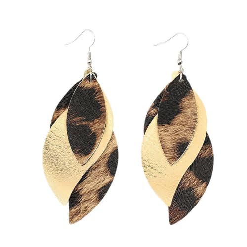 Leopardenmuster Dangle Ohrringe Drei Stufen S Form Ohrstolzen Accessoires Mode Statement Schmuck Für Frauen Mädchen Überlagert PU Lederohrringe von SUMMITDRAGON