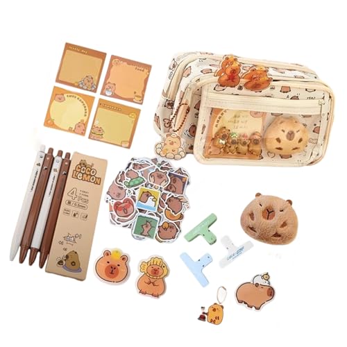 Multi Layer Bleistiftkoffer Cartoon Animal Pen Bag Große Kapazitätsbeutelbeutel Mit Brosch Aufkleber Tasche Für Studenten Cartoon Capybara Mehrschichthalter Großer Kapazität Gehäuse von SUMMITDRAGON