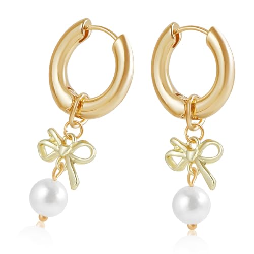 Perlen Und Bowknot/Blumen Hoop Ohrringe Für Frauen Modische Drop Ohrringe Ohrhänger Elegant Abend Schmuck Stilvolle Frauen Juwely von SUMMITDRAGON