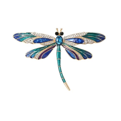 Retro Dragonflies Crystal Brosche Pin Eleganter Strasssteine Animal Revers Accessoire Für Frauen Und Mädchen Mode Schmuck Leichte Tragbare Brosche von SUMMITDRAGON