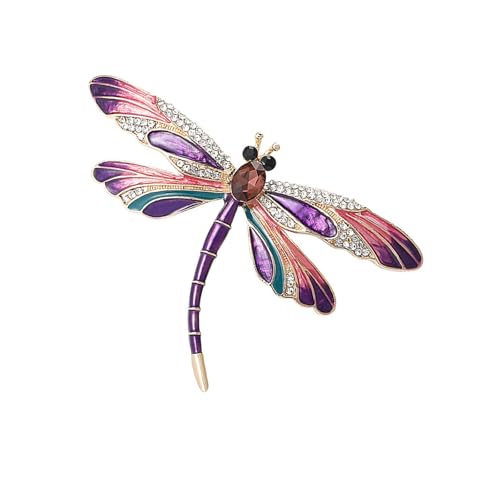 Retro Dragonflies Crystal Brosche Pin Eleganter Strasssteine Animal Revers Accessoire Für Frauen Und Mädchen Mode Schmuck Leichte Tragbare Brosche von SUMMITDRAGON