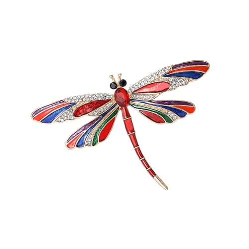 Retro Dragonflies Crystal Brosche Pin Eleganter Strasssteine Animal Revers Accessoire Für Frauen Und Mädchen Mode Schmuck Leichte Tragbare Brosche von SUMMITDRAGON