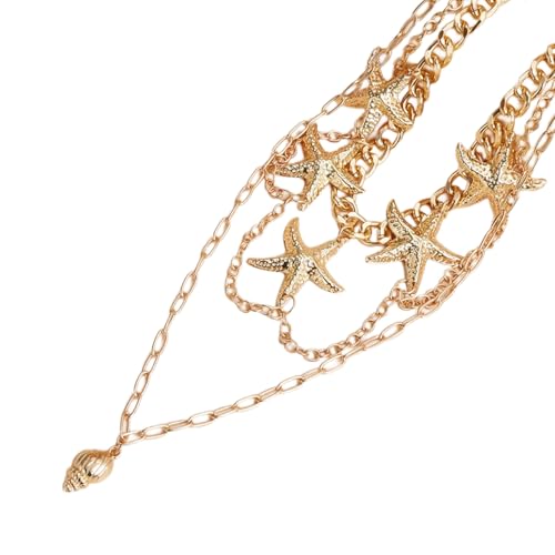 SUMMITDRAGON 1 Set Layering Schmuck Verstellbarer Ketten Konch Design Legierung Halskette Für Strand Outfit Urlaubszubehör Urlaub Accessoire von SUMMITDRAGON