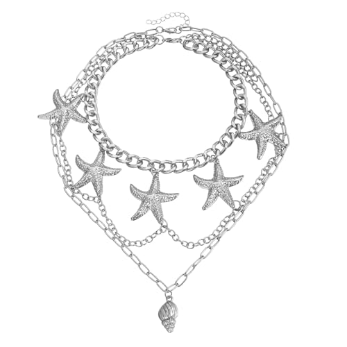 SUMMITDRAGON 1 Set Layering Schmuck Verstellbarer Ketten Konch Design Legierung Halskette Für Strand Outfit Urlaubszubehör Urlaub Accessoire von SUMMITDRAGON
