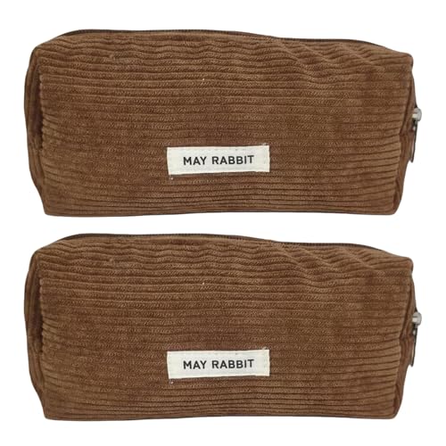 SUMMITDRAGON 2pcs Corduroy Bleistift Fall Für Kinder Schüler Erwachsener Erwachsener Großer Kapazität Stiftkoffer Reißverschlussbeutel Reisekosmetikbeutel Schreibtisch Organisatoren von SUMMITDRAGON