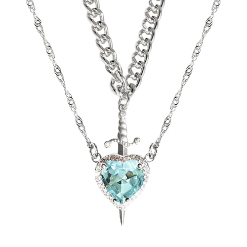 SUMMITDRAGON 2pcs Herz Und Schwerter Halsketten Set Die Die Vereinigung Von Geistern Und Mit Robuster Schwarzer Beschichtung Für Tägliche Verschleiß Hochwertiger Edelstahlschmuck Symbolisieren von SUMMITDRAGON