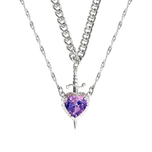 SUMMITDRAGON 2pcs Herz Und Schwerter Halsketten Set Die Die Vereinigung Von Geistern Und Mit Robuster Schwarzer Beschichtung Für Tägliche Verschleiß Hochwertiger Edelstahlschmuck Symbolisieren von SUMMITDRAGON
