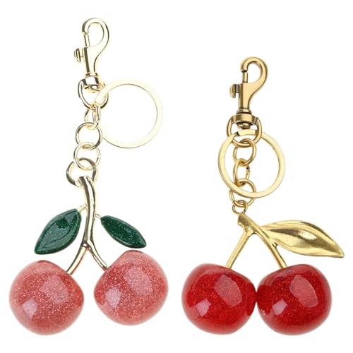 SUMMITDRAGON 2pcs Modische Kirschförmige Schlüsselbund Fruchtthema Keyring Anhänger Handgefertigtes Telefon Hülle Accessoire Für Frauen Mädchen von SUMMITDRAGON
