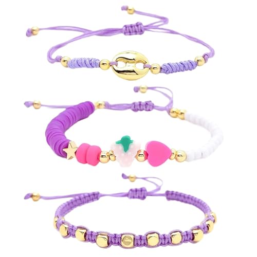 SUMMITDRAGON 3pcs Ethnische Stile Perlenarmbänder Set Mit Schweine Nasenglasperlen Und Tonfruchtan Charme Für Frauen Freizeitkleidung von SUMMITDRAGON