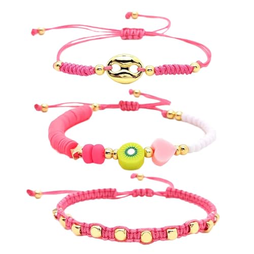 SUMMITDRAGON 3pcs Ethnische Stile Perlenarmbänder Set Mit Schweine Nasenglasperlen Und Tonfruchtan Charme Für Frauen Freizeitkleidung von SUMMITDRAGON