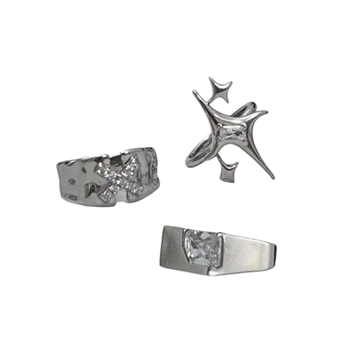 SUMMITDRAGON 3propes Einzigartige Fingerringe Verstellbare Ringe Sternform Öffnen Stilvoller Finger Ereignis Juwely Alltags Mode von SUMMITDRAGON