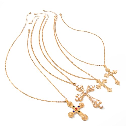 SUMMITDRAGON 4pcs Modische Anhänger Halskette Einstellbare Kette Halskette Stylish Neck Schmucklegierung Textur Für Tägliche Party Kleidung Vintage Schmuck von SUMMITDRAGON