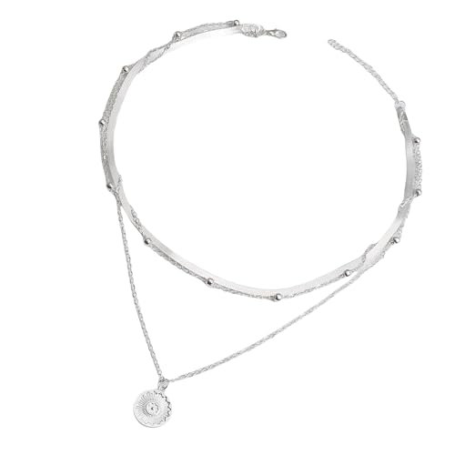 SUMMITDRAGON Anspruchsvolle Frauen Mehrschichtige Halskette Mit Zarten Münzstropfen Und Perlenstilvollem Nackenschmuck Für Jeden Anlass Metallperlenketten Halskette von SUMMITDRAGON