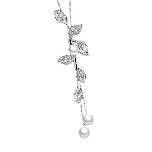 SUMMITDRAGON Blattperlen Halskette Quasten Silber Anhänger Schmuck Anhänger Mode Neckschmuck Für Party Und Festival Elegant Perlen Fransen Halskette von SUMMITDRAGON