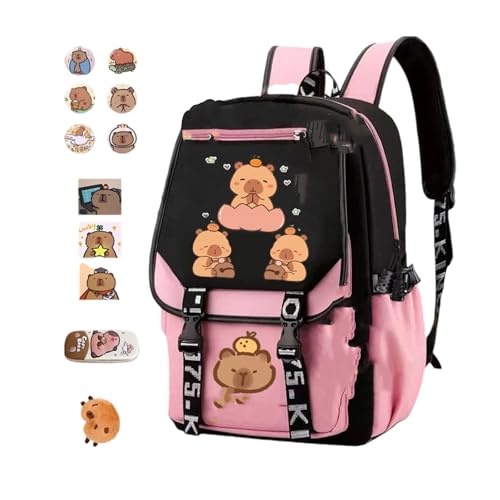 SUMMITDRAGON Capybara Rucksack Reisetasche Buchbags Daypack Schüler School Bookbags Mode Preppy Tasche Für Frauen Männer Arbeit Pendler Taschen Capybara Rucksack von SUMMITDRAGON