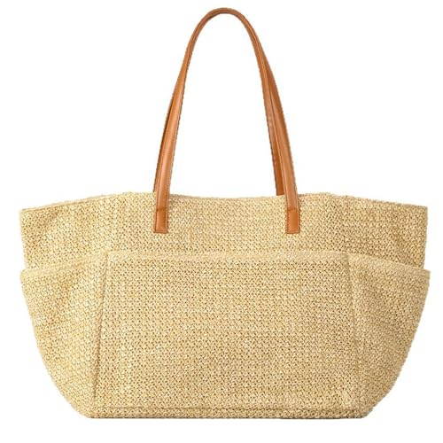 SUMMITDRAGON Casual Beach Urlaub Stroh Umhängetasche Für Frauen Große Kapazität Gewebte Handtasche Unterarmtaschen Mit Multi Taschen Multi Taschen Handtasche von SUMMITDRAGON