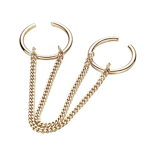 SUMMITDRAGON Coole Doppelfingerkettenringe Für Frauen Männer Verstellbare Offene Punk Hip Hop Finger Ringe Mode Schmuckstück Silber Gold Farbe von SUMMITDRAGON