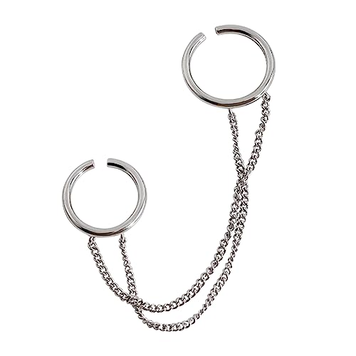 SUMMITDRAGON Coole Doppelfingerkettenringe Für Frauen Männer Verstellbare Offene Punk Hip Hop Finger Ringe Mode Schmuckstück Silber Gold Farbe von SUMMITDRAGON