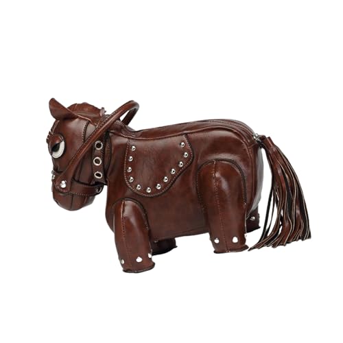 SUMMITDRAGON Damen Modische Pferdehörde Crossbody Bag Lustige Designs Umhängetasche PU Leder Handtasche Trendy Ladies Geldbeutel von SUMMITDRAGON