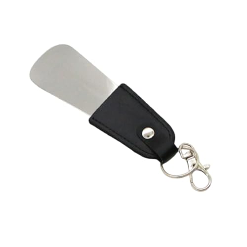 SUMMITDRAGON Edelstahlschuhhorn Mit Lederband Und Schlüsselbund Kompaktes Tragbares Design Für Reisebereich Kinder Ältere Schuhe Hilfsrost Resistente Metallschuhheber von SUMMITDRAGON