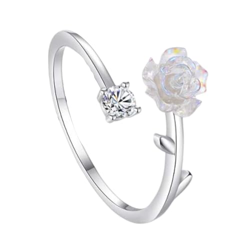 SUMMITDRAGON Einfache Ringe Verstellbare Modeblume Öffnen Silbertextur Geeignet Für Passende Look Schüler Moderinge SUMMITDRAGON Einfache Ringe Verstellbare Modeblume Öffnen Silbertextur Geeignet Für Passende Look Schüler Moderinge von SUMMITDRAGON