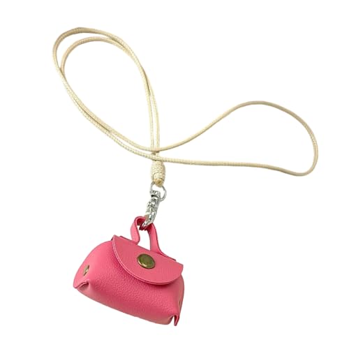 SUMMITDRAGON Einzigartige Und Farbenfrohe PU Leder Halskette Bag Pendellennhalte Accessoire Ideal Zum Verbesserung Von Outfits Bei Der Arbeit Oder Einer Lässigen Veranstaltung Dopaminfarbe Halskette von SUMMITDRAGON