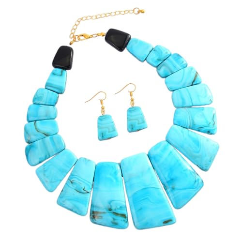 SUMMITDRAGON Elegante Harzkette Und Ohrringe Set Künstlerische Harzschmuckset Einschließlich Halskette Und Ohrringe Für Mode Begeisterung Trendige Frauenzubehör Für Frauen von SUMMITDRAGON
