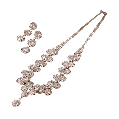 SUMMITDRAGON Elegante Kristall Kubikzirkonia Halskette Und Ohrringe Set Schmuckkollektion Für Frauen Hochzeit Schmuckzubehör Frauen Luxushochzeit Mit Zirkonia von SUMMITDRAGON