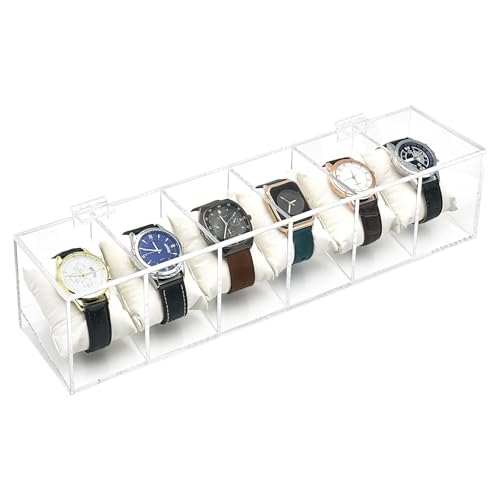 SUMMITDRAGON Elegante Uhrenspeicherlösung Acrylhülle Mit Abnehmbaren Kissen Transparente Uhr Display Box Für Männer Frauen Entfernbare Uhrenkissen von SUMMITDRAGON